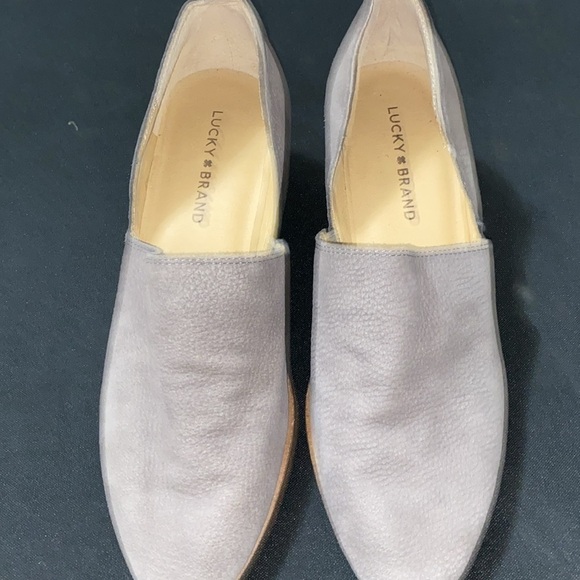 EUC Lucky Brand MORIAH Gray PEBBLED LEATHER SLIPON LOAFER CLEAN SHOES WO SIZE 9 - Picture 3 of 13